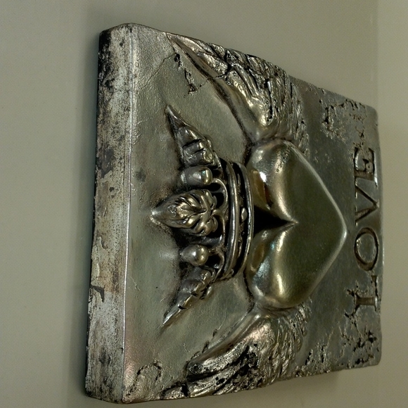 Sid Dickens, S-206 "Amour" silver heart Memory-Block wall tile *Rare & Retired* - Picture 4 of 8